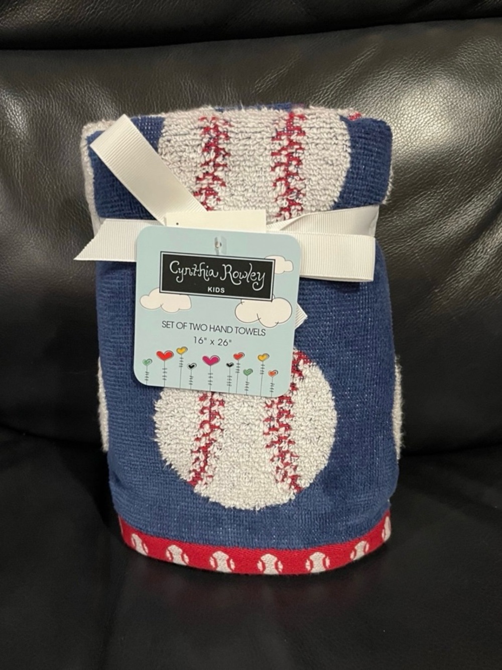 CYNTHIA ROWLEY Baseball Hand Towels, Set of 2